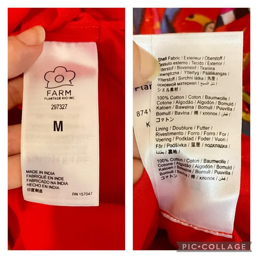 Farm Rio Magic Forest Cotton Mini Dress V-Neck Long Sleeve Beaded Tassels sz M - Picture 9 of 16